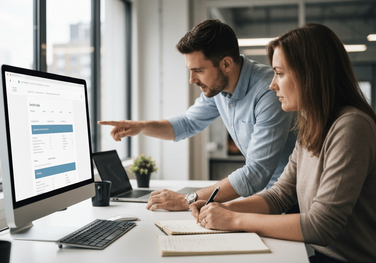 Équipe collaborant sur l'optimisation d'un site web en GEO et AEO
