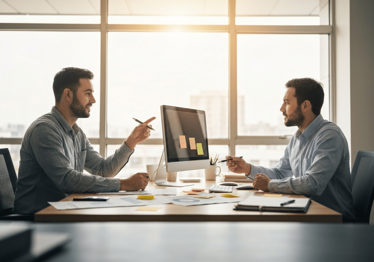 Équipe marketing en collaboration stratégique dans bureau lumineux et moderne